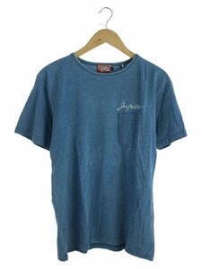 HOUSTON◆虎刺繍/Tシャツ/L/コットン/インディゴ/21304//