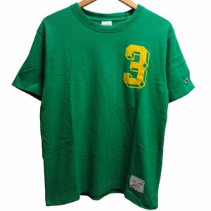 チャンピオン CHAMPION Tシャツ カットソー ロゴ 両面プリント 半袖 コットン 緑 グリーン S ■GY01 メンズ