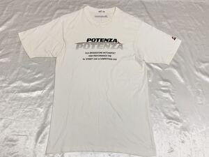 【送料無料 値下げ交渉歓迎】ポテンザPOTENZA半袖Tシャツ ブリヂストンBRIDGESTONEロゴ ビンテージ古着ホワイト自動車レースタイヤF1グッズ