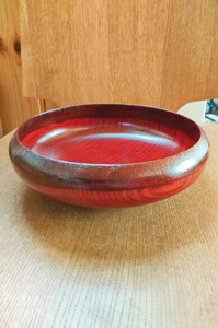 未使用品 会津塗 紅布着 菓子鉢 鈴木誠一郎 作家物 布着せ塗り 漆器 うるし塗り 菓子器 茶道具 天然木 木製 鈴武 赤 木目 箱付 漆塗 漆芸