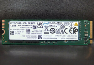 ssd100 INTEL 670p 1TB(1024GB) NVMe SSD 使用時間：950時間 SSDPEKNU010TZ 中古動作品