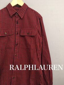 ！▼ ラルフローレン RALPHLAUREN ギンガムチェック レディース 女性用 シャツ 長袖 レッド サイズ7&