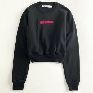 60e11 OFF-WHITE オフホワイト ロゴプリント クルーネック スウェット プルオーバー トレーナー OWBA026R21JER001 XS ブラック コットン