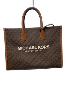 MICHAEL KORS◆シグネチャー/トートバッグ/レザー/BRW/総柄/35F2G7ZT2B