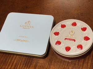 送料510円～　【容器（缶）のみ】　お菓子缶　ゴディバ　GODIVA　サブレミシェ ル　ケーキサブレ　小物入れ　空き缶