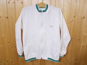 e910◆FRED PERRY トラックジャケット◆Mサイズ 白色 フレッドペリー ジャージトップス 古着 オールド品 ヒットユニオン製