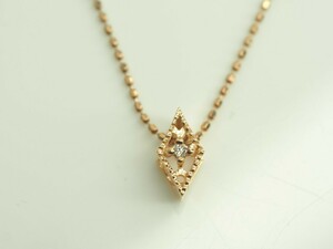 N061●　agete　アガット　可愛い天然ダイヤモンドネックレス　K10PG D0.14ct 