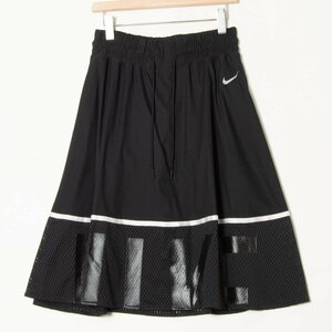 メール便○ NIKE ナイキ ミディ丈フレアスカート ウエストゴム＆紐 ポリエステル ストレッチ ブランドロゴ カジュアル スポーツ 黒 M