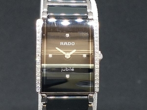 RADO ラドー 153.0430.3 ダイヤスター ジュビリー ダイヤベゼル 4Pダイヤ ブラック文字盤 セラミック チタン クォーツ腕時計 店舗受取可