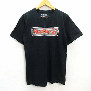 k■ハーレー/Hurley ロゴプリントTシャツ【M】黒/MENS■43【中古】