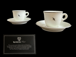 【未使用】 Nespresso Club ネスプレッソ コーヒーカップ&ソーサー 陶磁器 2客セット 箱有 Nestle
