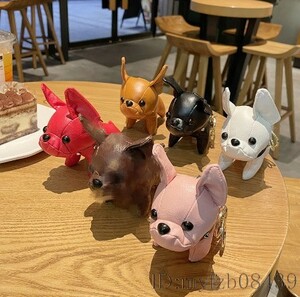 Wk1549 フレンチブルドッグ キーホルダー かわいい 犬 売れ筋 人形 車 キーチェーン 人気 ペンダント いぬ ブルドッグ マスコット １個