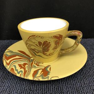 【中古品】常滑焼　伝統工芸 工芸品 伸康焼 カップ ソーサー コーヒーカップ デミタスカップ あ14