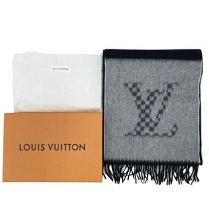 【即決】 新品同様 ルイ ヴィトン LOUIS VUITTON エシャルプ ジェラム ダミエ アーカイヴ マフラー M77037 カシミヤ レディース メンズ