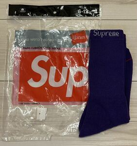 Supreme Hanes Crew Socks Purple 廃番カラー レア 1足セット シュプリーム ヘインズ クルー ソックス パープル 靴下 紫