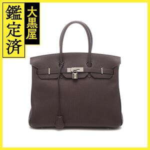 エルメス　バーキン35 ヴェルソ　ショコラ/ブラック/SV金具　トゴ　ハンドバッグ　内縫い　□I刻印　【433】　2148103762338