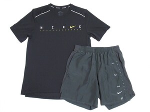 NIKE ランニング Tシャツ ショートパンツ セットアップ 黒 ブラック S ナイキ ラン ドライフィット 上下セット DD1586-010 DD1588-070