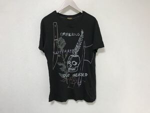 本物ディーゼルブラックゴールドDIESELコットンスカルプリント半袖Tシャツアメカジサーフビジネススーツメンズピンク黒ブラックMトルコ製