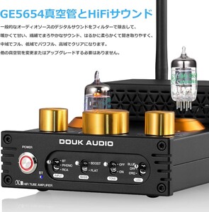 Douk Audio X1 GE5654 Bluetooth 5.0 真空管アンプ MM フォノアンプ ターンテーブル用 320W TDA7498E NE5532