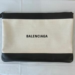 BALENCIAGA バレンシアガ ポーチ キャンバス ホワイト ブラック クラッチバッグ