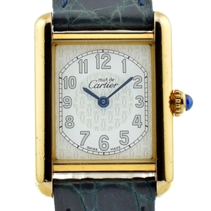 カルティエ CARTIER W1013854 マストタンク SV925(GP)/レザー クォーツ レディース 良品 箱・保証書付き E#136228