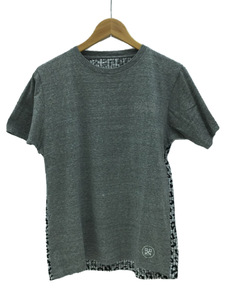 uniform experiment◆LEOPARD PANEL TEE/Tシャツ/3/コットン/GRY/日本製/UE-130085