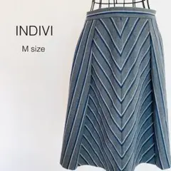 インディビ INDIVI フレアスカート ひざ丈 セミロング グレー Mサイズ