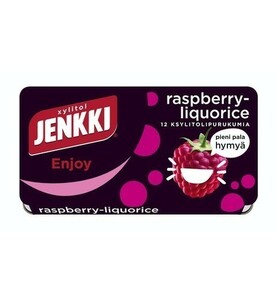 Cloetta Jenkki クロエッタ イェンキ ラズベリー リコリス味 ガム 8箱×18g フィンランドのお菓子です