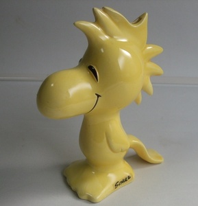 VINTAGE 70s スヌーピー Woodstock　ウッドストック 陶器製 貯金箱 人形 置物 ビンテージ 日本製 PEANUTS　CHARLES M. SCHULZ