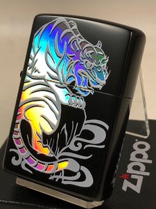 Zippo　タイガー（虎 Tiger・ブラック）ホログラム・レインボー七変化 RL-BM 和柄