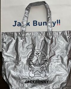 送料無料JACK BUNNY×ドラえもん希少ノベルティ大容量ECOバッグマチポケット付パッカブルコンパクト収納巾着ポーチ光沢性SLVER(非売品)新品