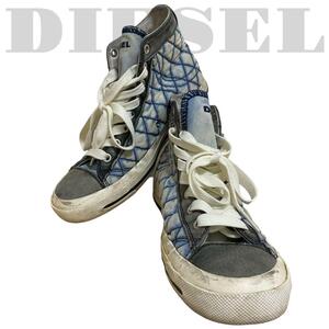 良品 DIESEL ディーゼル ハイカットスニーカー デニム 24.5 レディース メンズ ユニセックス