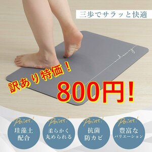 【訳あり特価】送料込800円！珪藻土バスマット デザインはおまかせ！ 大判(70x50cm)　珪藻土マット 柔らか ソフト 速乾 バスマット 足拭き