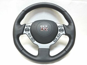 新品! GTR GT-R R35 純正 革 ステアリング ハンドル エアバック エアーバック ノート エルグランド フェアレディZ 管理番号（Q-4990）
