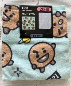 即決★新品　BT21　ハンドタオル２枚組　SHOOKY　SUGA　シュガ　ユンギ　BTS　防弾少年団　TinyTAN