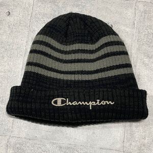 Champion ボーダー ニット帽 刺繍ロゴ ビーニー ワッチ チャンピオン　　ニットキャップ CAP 帽子 ストリート スケート SK8 早4249