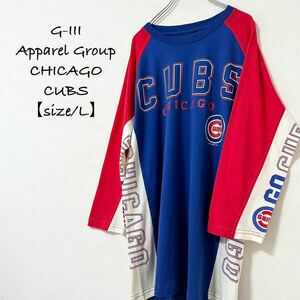 美品★G-Ⅲ★ChicagoCubs/シカゴカブス★ラグランTシャツ★七分丈★ブルー×レッド×ホワイト/青赤白★L