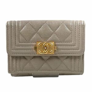 【中古】【CHANEL シャネル】ボーイシャネル ミニウォレット 三つ折り財布