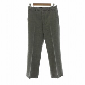 ヘルムートラング HELMUT LANG スラックスパンツ ストレート ドット 総柄 カットオフ ジッパーフライ 2 M 黒 ブラック /NQ レディース