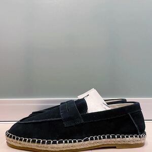 新品 39 ZARA MAN ザラ マン メンズ スプリット スエード エスパドリーユ シューズ 靴 ローファー スリッポン ネイビー ブルー 青