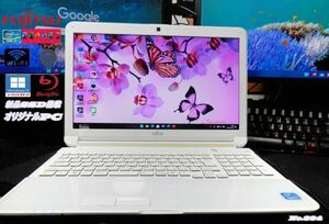 最新Window11搭載/大人気FUJITSU AH56/G・Core-i7搭載/Webカメラ/高速新品SSD搭載/ホワイト色/ブルーレイ/オフィス/ソフト多数