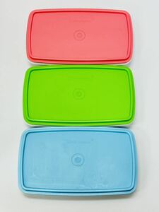 当時物 Tupperware 保存容器 3点まとめ セット 大〜ミニサイズ 小分け お弁当 薬味等 密封容器 長方形 タッパーウェア