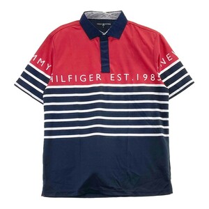 【新品】TOMMY HILFIGER GOLF トミー ヒルフィガーゴルフ 半袖ポロシャツ ボーダー柄 ブラック系 LL [240101320908] ゴルフウェア メンズ