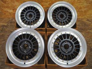 ★旧車 スタンス★15inch 7J+35 4H100 新品 人気 深リム メッシュホイール 1台分 タイヤset可能 アクア シビック 軽トラ カスタム ブラック