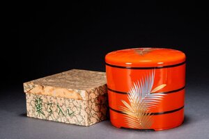 【善古堂】某有名オークション買入 時代物 輪島塗 花卉紋菓子入 和食器 和風インテリア 骨董品 古美術1225-165S01　