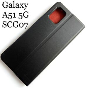 Galaxy A51 5G(SCG07)用レザーケース★スリムタイプ★サイドマグネット付★スタンド機能付★カード入付★ELECOM★ブラック