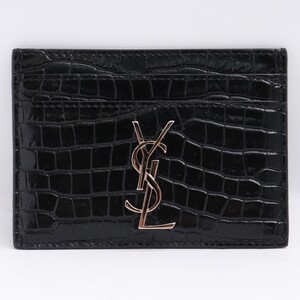 SAINT LAURENT PARIS カサンドラ カードケース クロコダイルエンボスシャイニーレザー製 370778 DND0J1000 サンローラン 名刺入れ