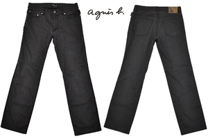 K-4725★超美品★agnes b. homme アニエスベー オム PARIS★正規品 ヴィンテージ加工 ブラック黒色 ストレッチ パンツ ジーンズ 36