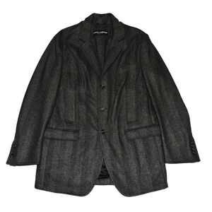 !!!絶品!!!★新品★タグ付★ドルチェ＆ガッパーナ★黒グレーヘリンボーン柄ストライプ★本切羽の優れたディティール★お洒落なジャケット48