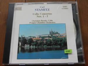 ＊1646 Carl STAMITZ Cello Concertos Christian Benda Prague Chamber Orchestra カール・シュターミッツ クリスティアン・ベンダ 輸入盤